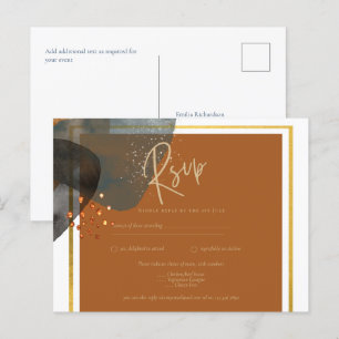 Earth Tones Wedding Terracotta Green Gold Abstract Postcard