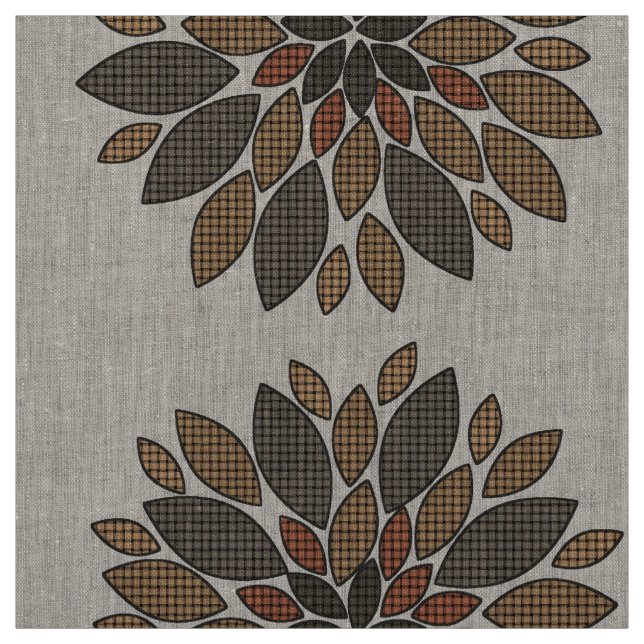 Earth Tones Woven Floral Look Linen Fabric (Swatch)