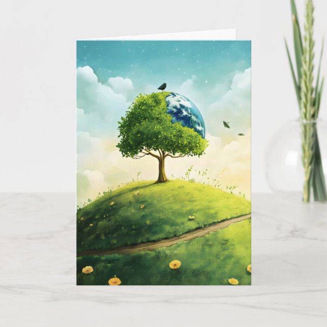 Earth Tree Nature Holiday Card (Front)