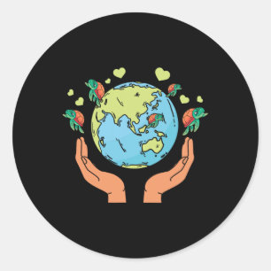 Earth Turtle Hearts Environment Earth Day Sea Turt Classic Round Sticker