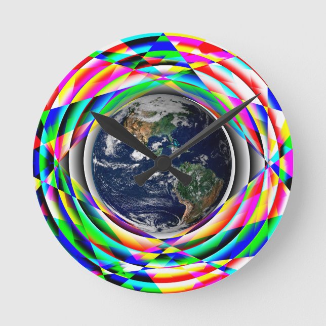 Earth Vibes by Kenneth Yoncich Round Clock (Front)