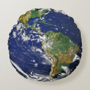 earth view from space round cushion