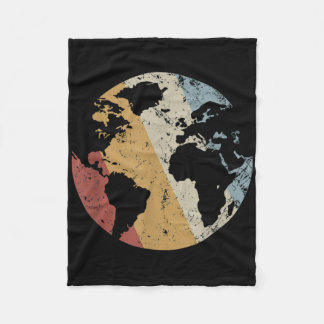 Earth Vintage Retro Style Earth's Day  Fleece Blanket