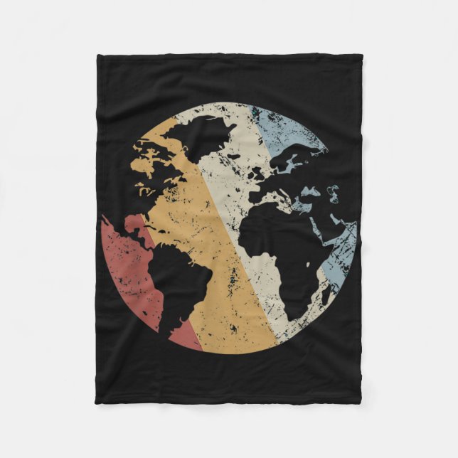Earth Vintage Retro Style Earth's Day  Fleece Blanket (Front)