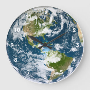 Earth wall clock with numbers