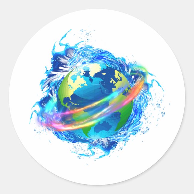 Earth & Water Classic Round Sticker (Front)