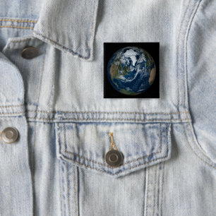 Earth With Clouds And Sea Ice 2 15 Cm Square Badge