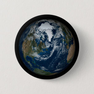 Earth With Clouds And Sea Ice 2 6 Cm Round Badge
