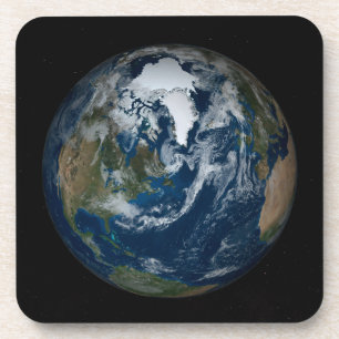 Earth With Clouds And Sea Ice 2 Coaster