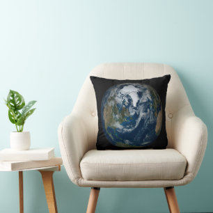 Earth With Clouds And Sea Ice 2 Cushion