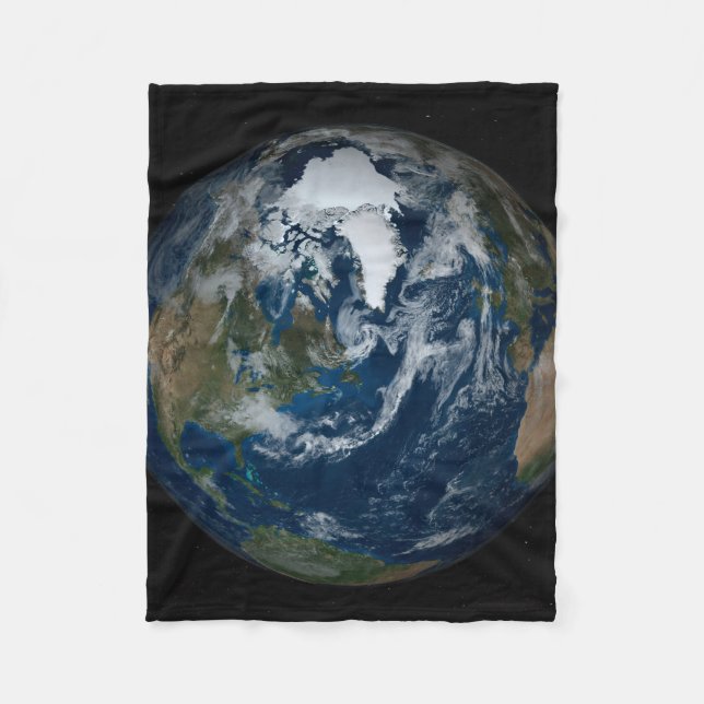 Earth With Clouds And Sea Ice 2 Fleece Blanket (Front)