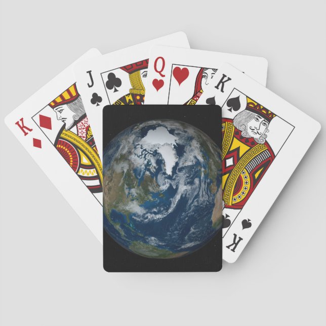 Earth With Clouds And Sea Ice 2 Playing Cards (Back)
