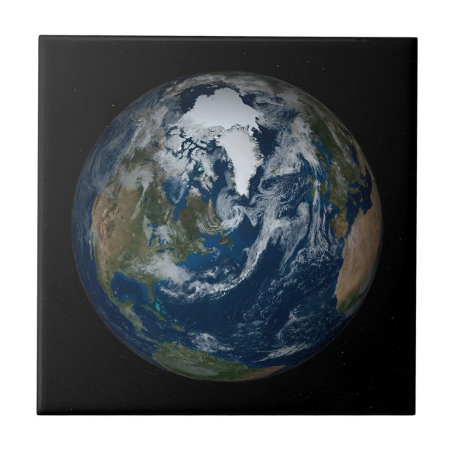 Earth With Clouds And Sea Ice 2 Tile (Front)