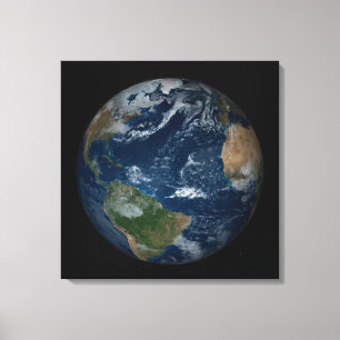 Earth With Clouds And Sea Ice Canvas Print