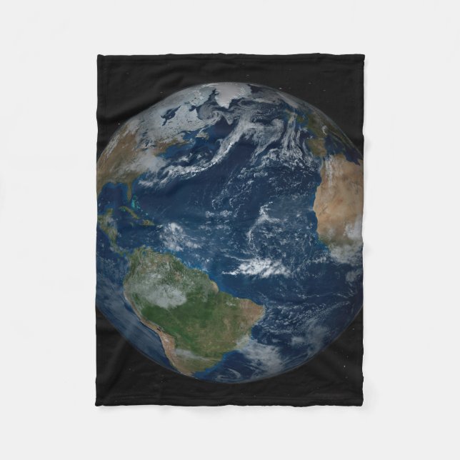 Earth With Clouds And Sea Ice Fleece Blanket (Front)