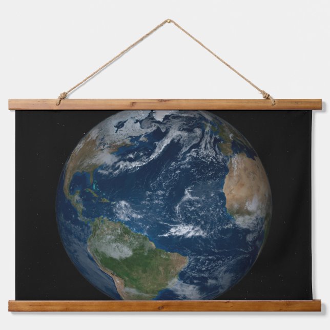 Earth With Clouds And Sea Ice Hanging Tapestry (Front)