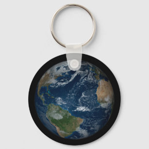Earth With Clouds And Sea Ice Key Ring