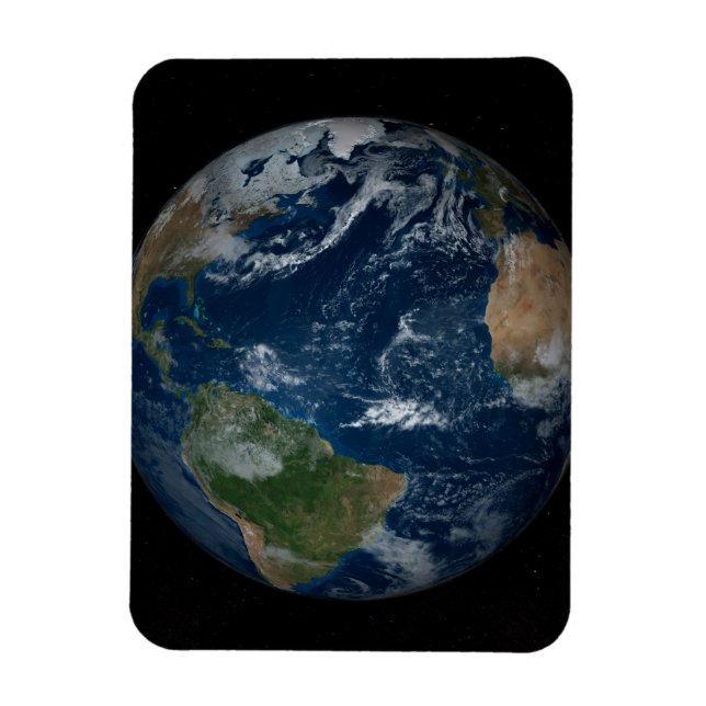 Earth With Clouds And Sea Ice Magnet (Vertical)