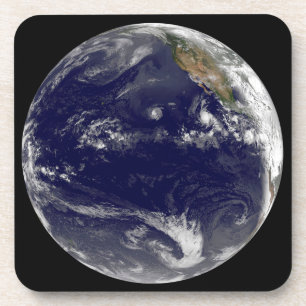 Earth With Three Tropical Cyclones In The Pacific. Coaster