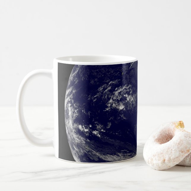 Earth With Three Tropical Cyclones In The Pacific. Coffee Mug (With Donut)