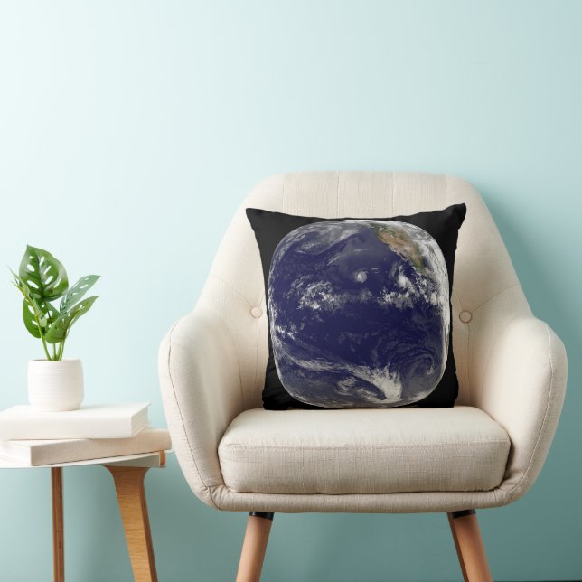 Earth With Three Tropical Cyclones In The Pacific. Cushion (Chair)