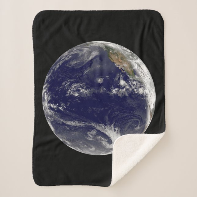 Earth With Three Tropical Cyclones In The Pacific. Sherpa Blanket (Front)
