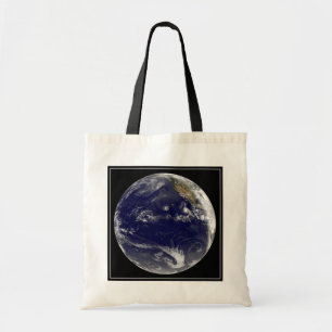 Earth With Three Tropical Cyclones In The Pacific. Tote Bag