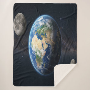 Earth with Two Moons Sherpa Blanket