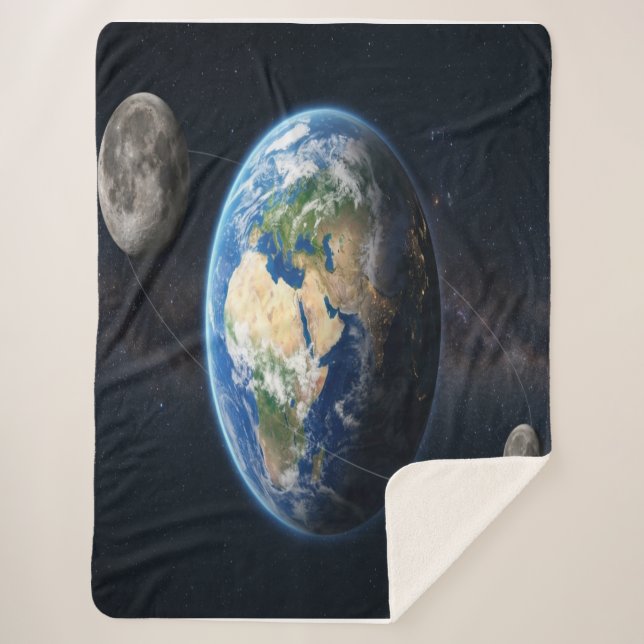 Earth with Two Moons Sherpa Blanket (Front)