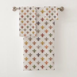 Earth Woodlands Fleur-de-lis Design Light Bath Towel Set