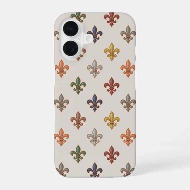  Earth Woodlands Fleur-de-lis Design Light  iPhone 16 Case (Back)