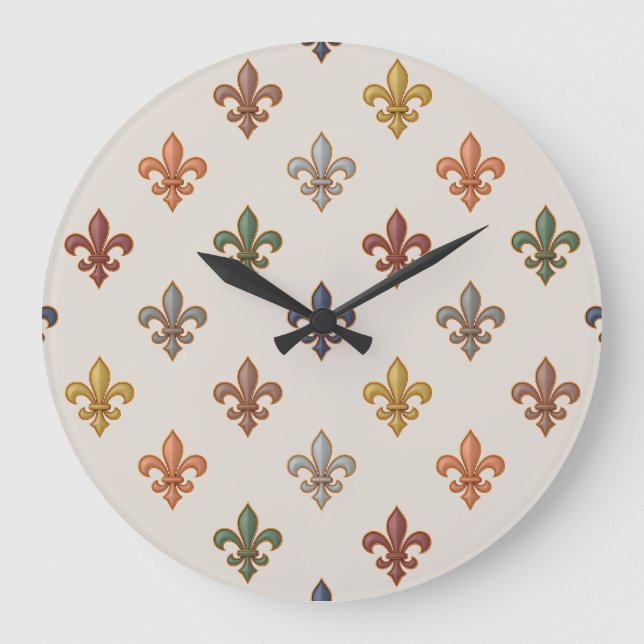  Earth Woodlands Fleur-de-lis Design Light  Large Clock (Front)