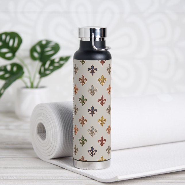  Earth Woodlands Fleur-de-lis Design Light  Water Bottle (Yoga)