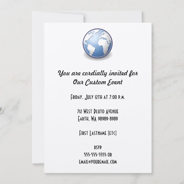 Earth World Globe Tango Invitation (Front)