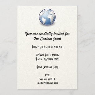 Earth World Globe Tango Invitation