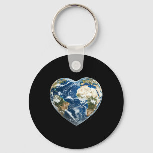 Earth World Heart - Happy Earth Day - Save The Pla Key Ring