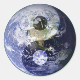 Earth Yin • Yang Classic Round Sticker