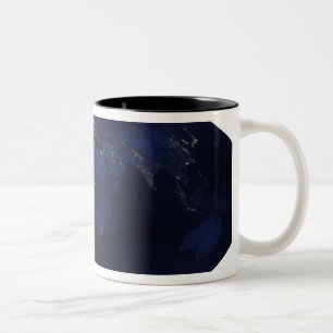 Earth�s human-generated nighttime light Two-Tone Coffee Mug