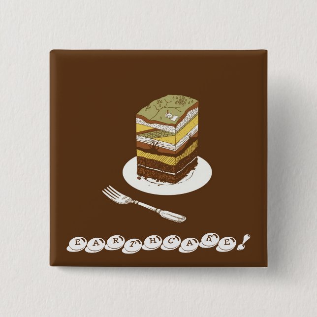 EARTHCAKE! 15 CM SQUARE BADGE (Front)