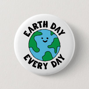 EarthDay Everyday Ecofriendly Icon Happy Earth Cli 6 Cm Round Badge