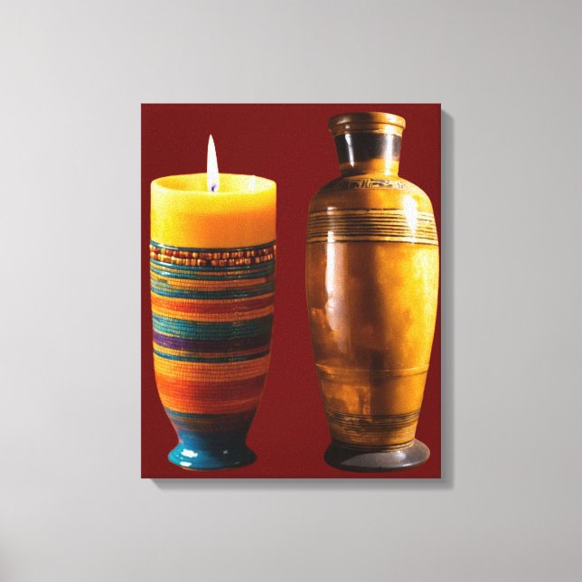 "Earthen Glow: Clay Art Candle" Canvas Print (Front)