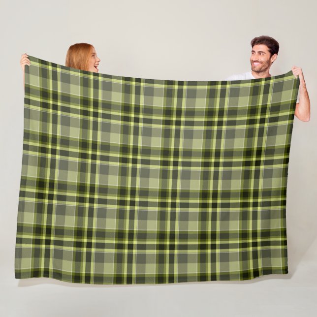 Earthen Green Plaid Fleece Blanket, 30"x40" (In Situ)