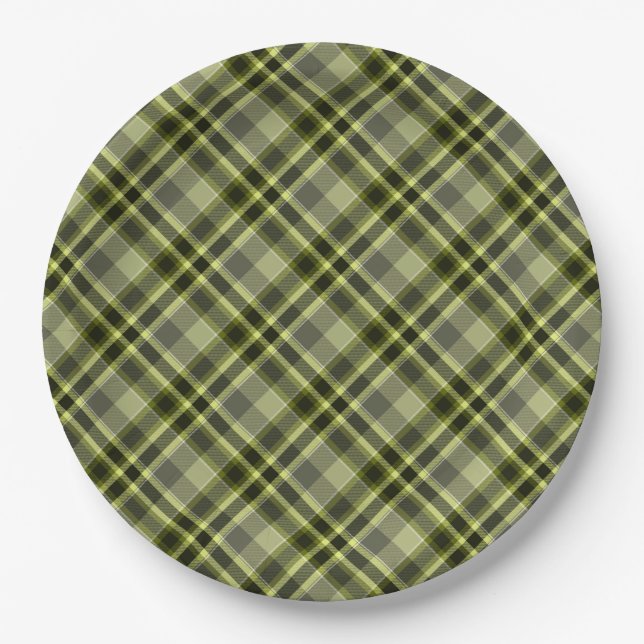Earthen Green Plaid Paper Plates (Front)