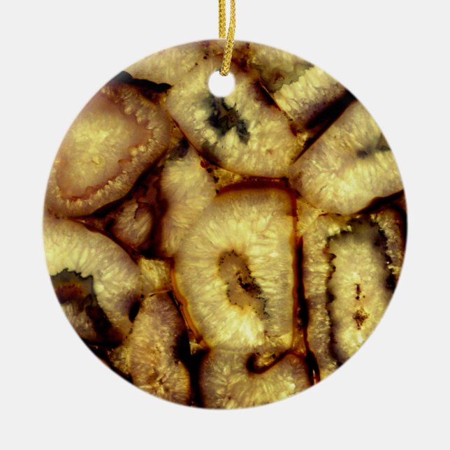 Earthen Green Quartz Agates  Ceramic Tree Decoration (Front)