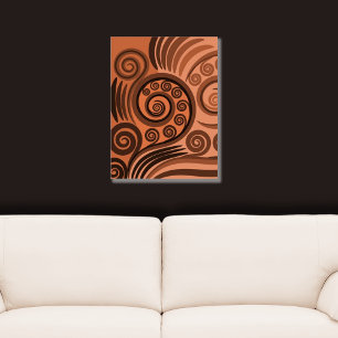 Earthen Sandy-Orange Curls Abstract Fern Frond Poster