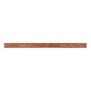 Earthly Chic Terracotta Wedding Custom Name Satin Ribbon