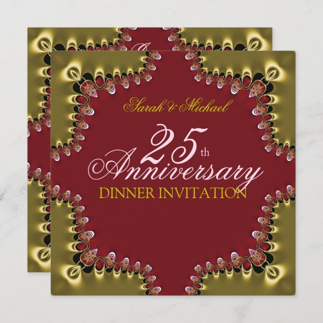 Earthly Love 25th Anniversary Dinner Invitations (Front/Back)