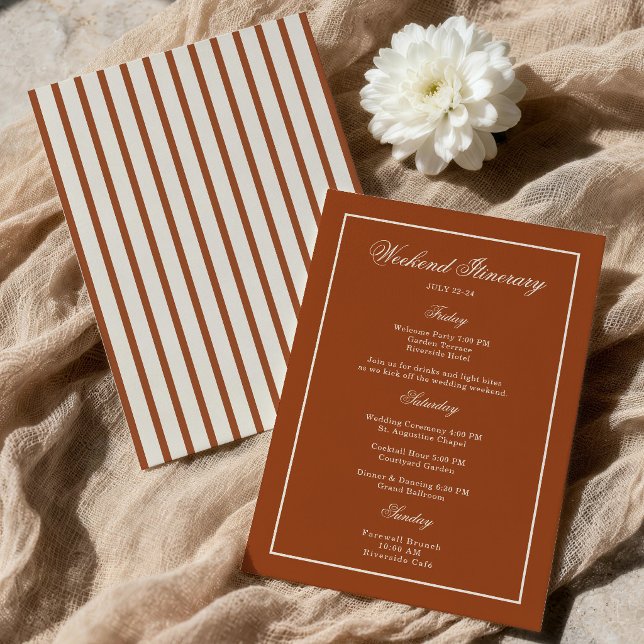 Earthly Terracotta Wedding Weekend Itinerary Card (Creator Uploaded)