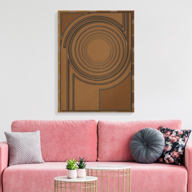 Earthly Vortex: Modern 3D Minimalist Boho Art Canvas Print (Insitu(LivingRoom))