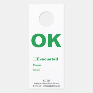 Earthquake Safety Help/Okay_KC Soll Door Hanger